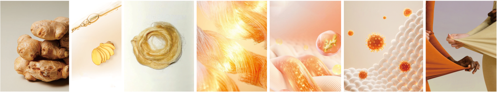 Warm Ginger Fiber Generates Heat and Has Antibacterial Properties
